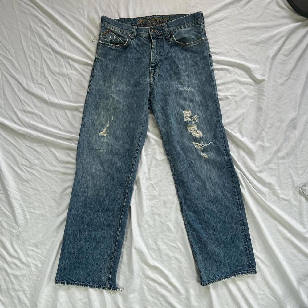 Vintage Mavi Max wide-leg jeans in a classic mid-indigo wash.